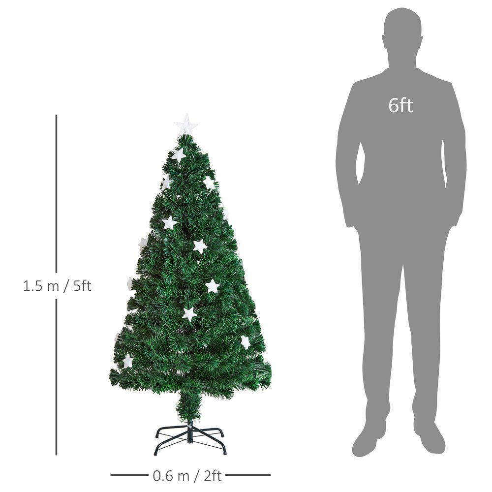 5ft Pre-Lit Artificial Christmas Tree with Fibre Optic Star LED Light - Green