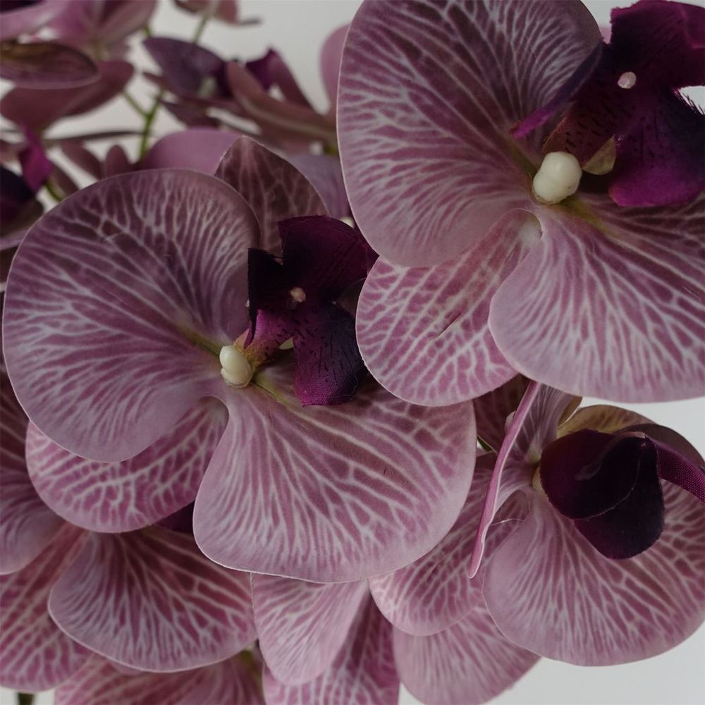 Pack of 6 x 100cm Artificial Purple Phalaenopsis Orchid Stems - 42 Flowers