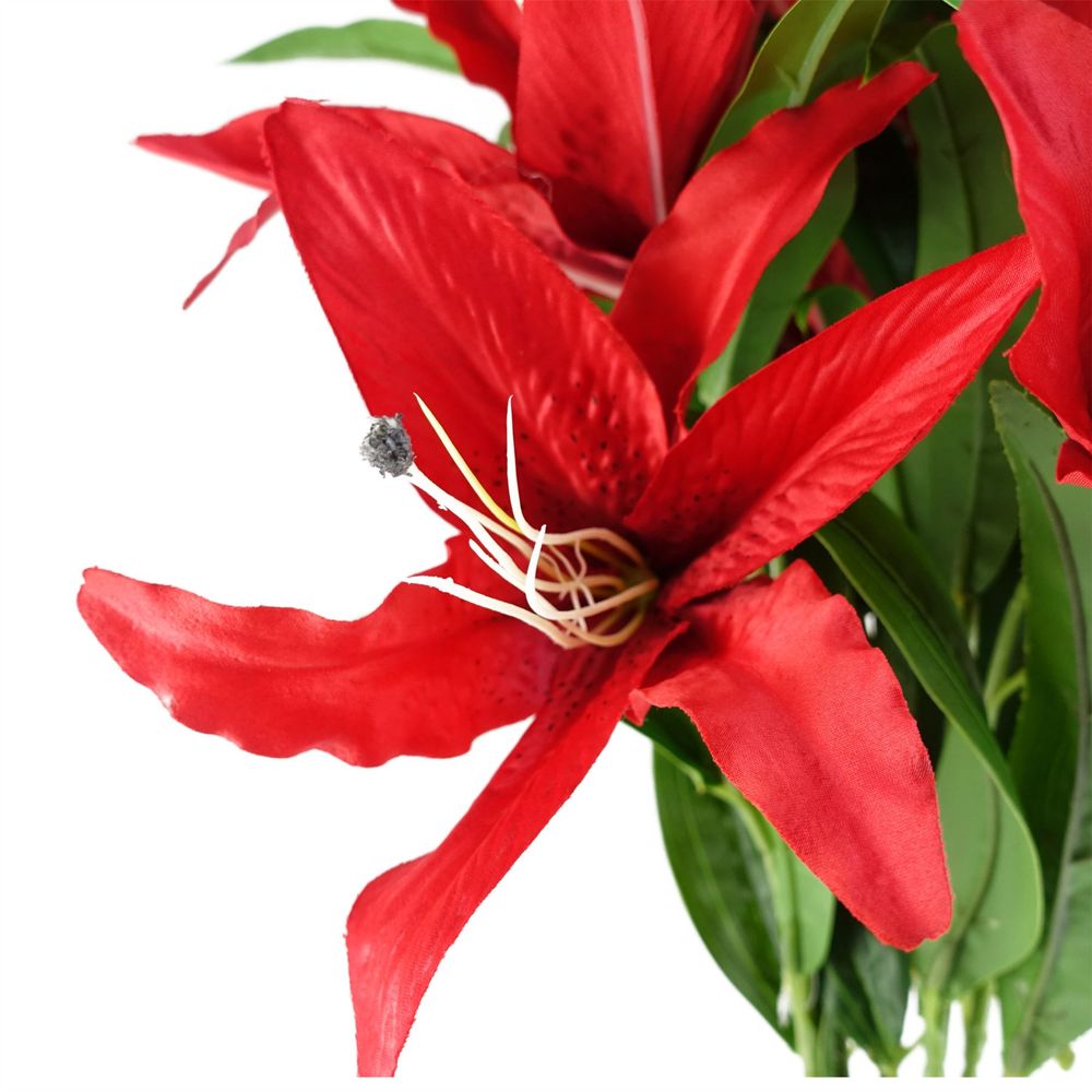 Pack of 6 x 100cm Large Red Lily Stems - 18 Flowers