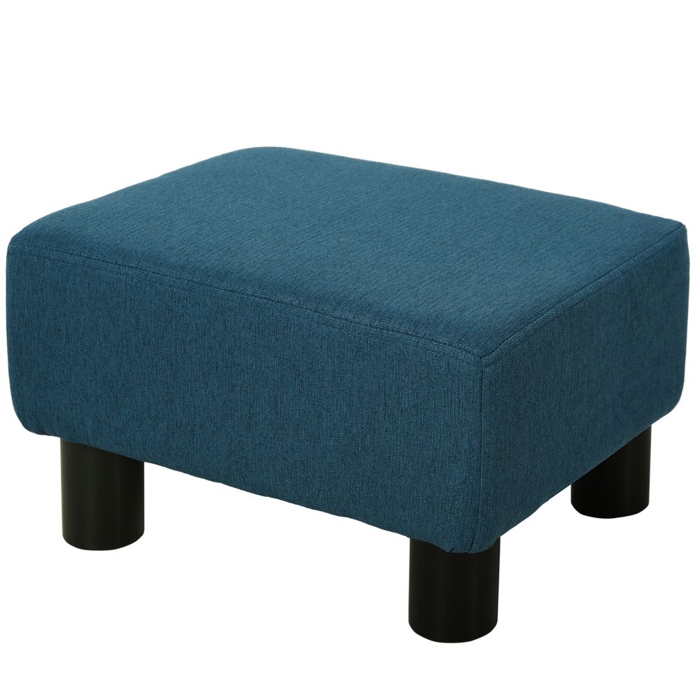Stylish Brown Linen Fabric Footstool Ottoman Cube with 4 Plastic Legs for Modern Decor