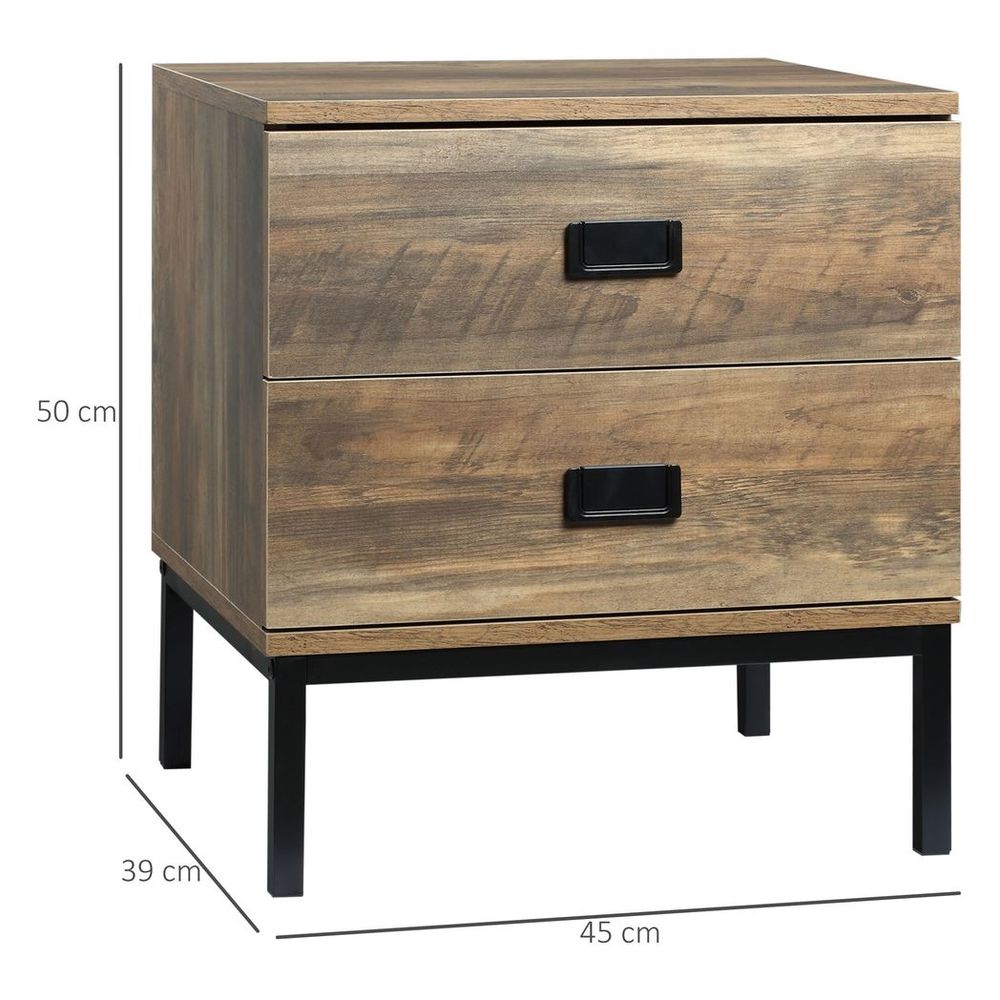 Bedside Table with Metal Frame, Storage Drawer for Bedroom and Living Room Use