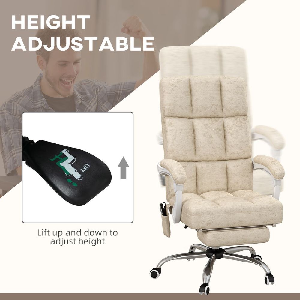 Beige Microfibre Fabric Office Chair with Vibration Massage for Home Comfort