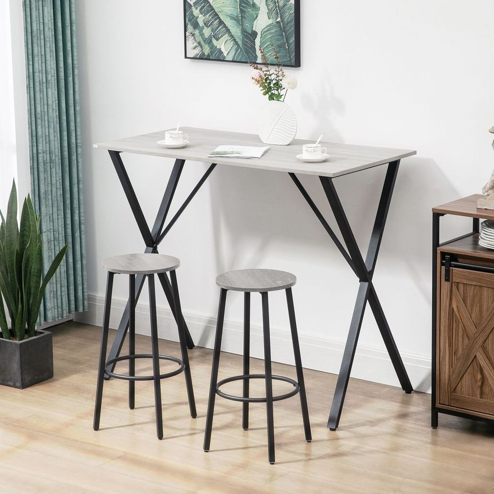120cm Rectangular Breakfast Bar Table for 4 People - Sturdy Steel Legs in Elegant White Finish