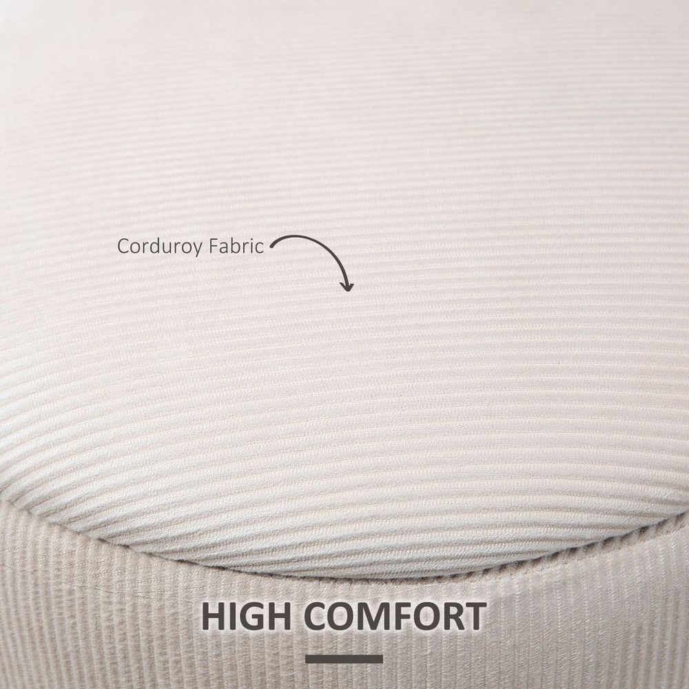 Set of 2 Modern Fabric Storage Ottomans with Removable Lid and Cream White Finish