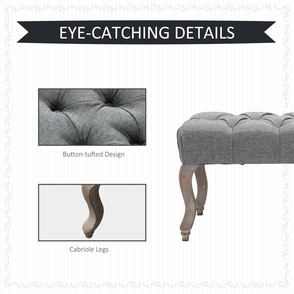 Tufted Upholstered Accent Bench: Window Seat Ottoman & Bed End Stool