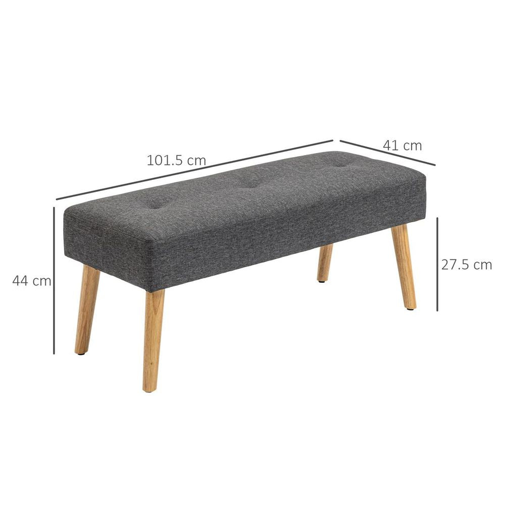 Upholstered Bed End Bench Ottoman: Tufted Linen for Entryway & Living Room