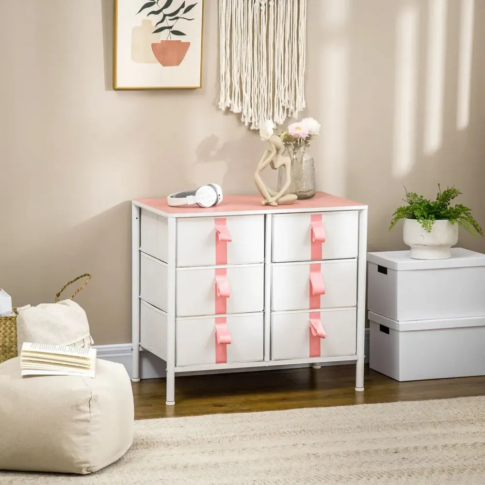 Nursery Room Cloth Organiser with 6 Fabric Drawers and Metal Frame for Baby Essentials