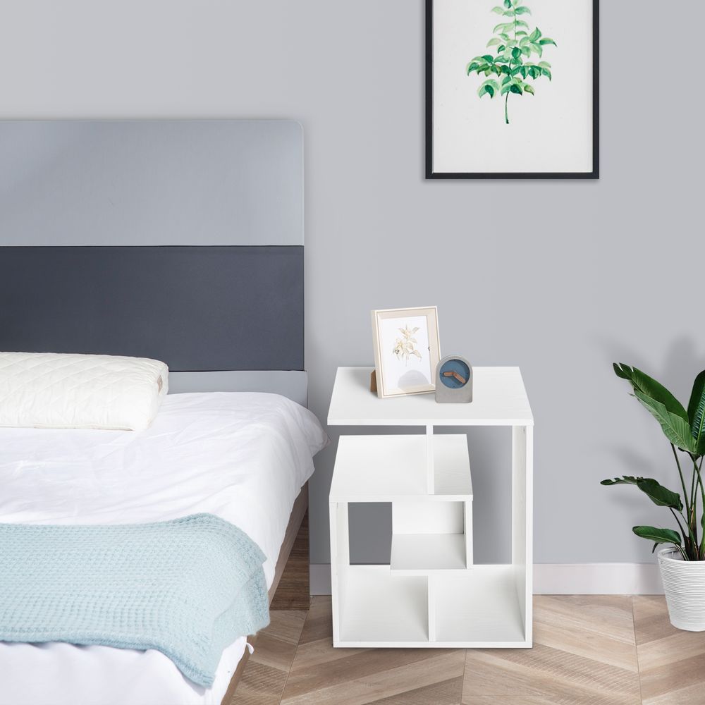 3-Tier Side End Table with Open Shelves for Coffee, Books, and Magazines