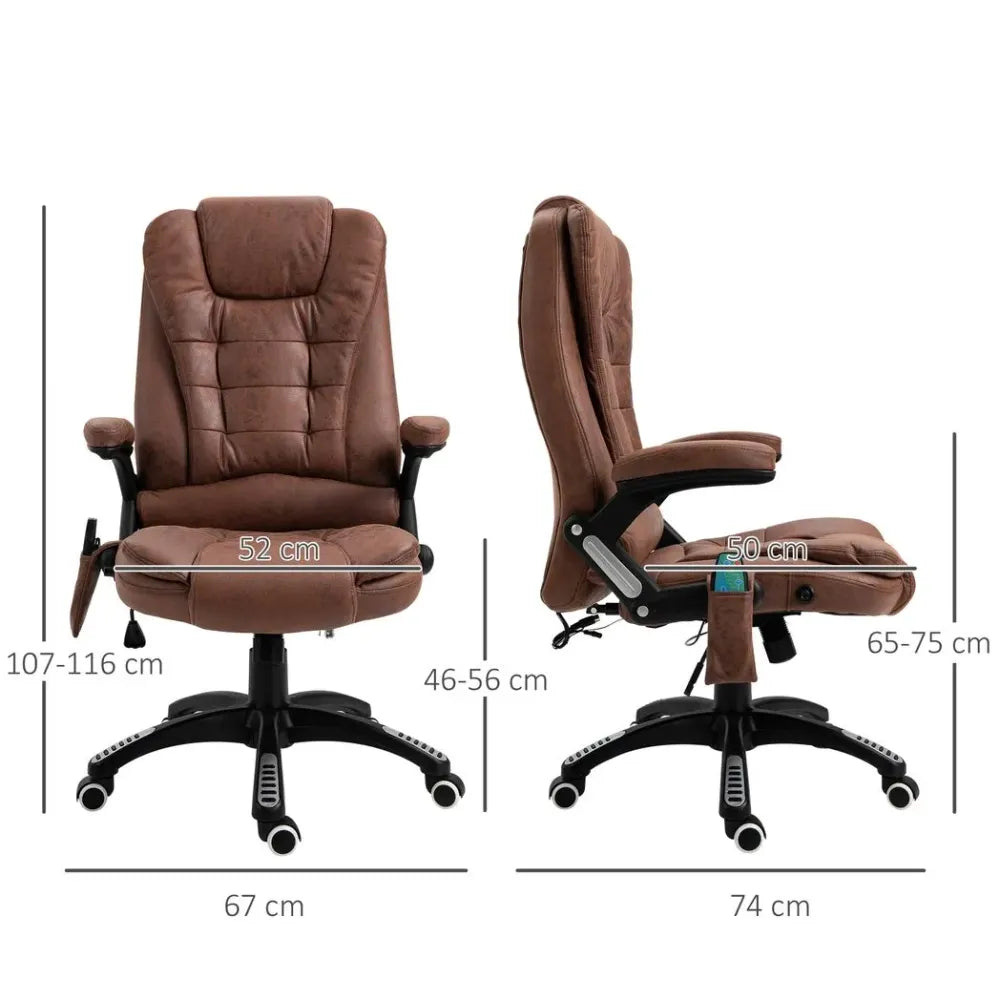 Brown Executive Reclining Chair with Heating and Massage Points for Ultimate Relaxation