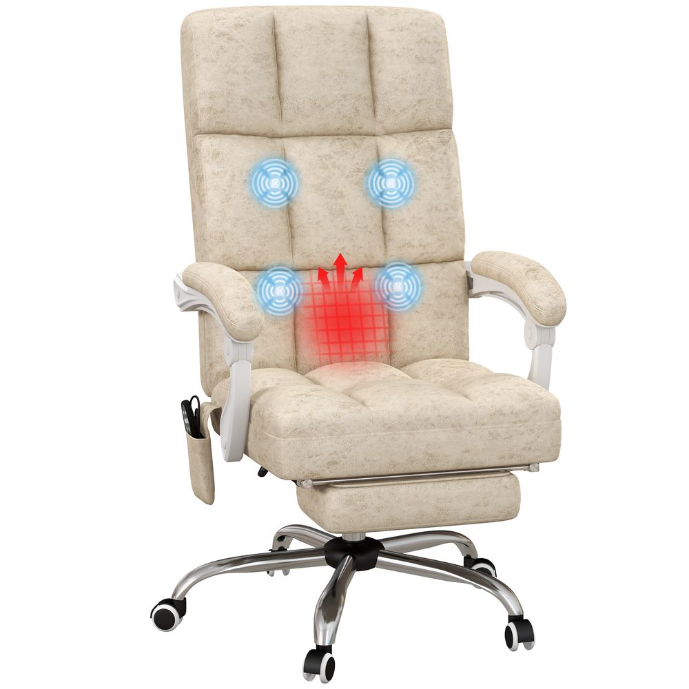 Beige Microfibre Fabric Office Chair with Vibration Massage for Home Comfort