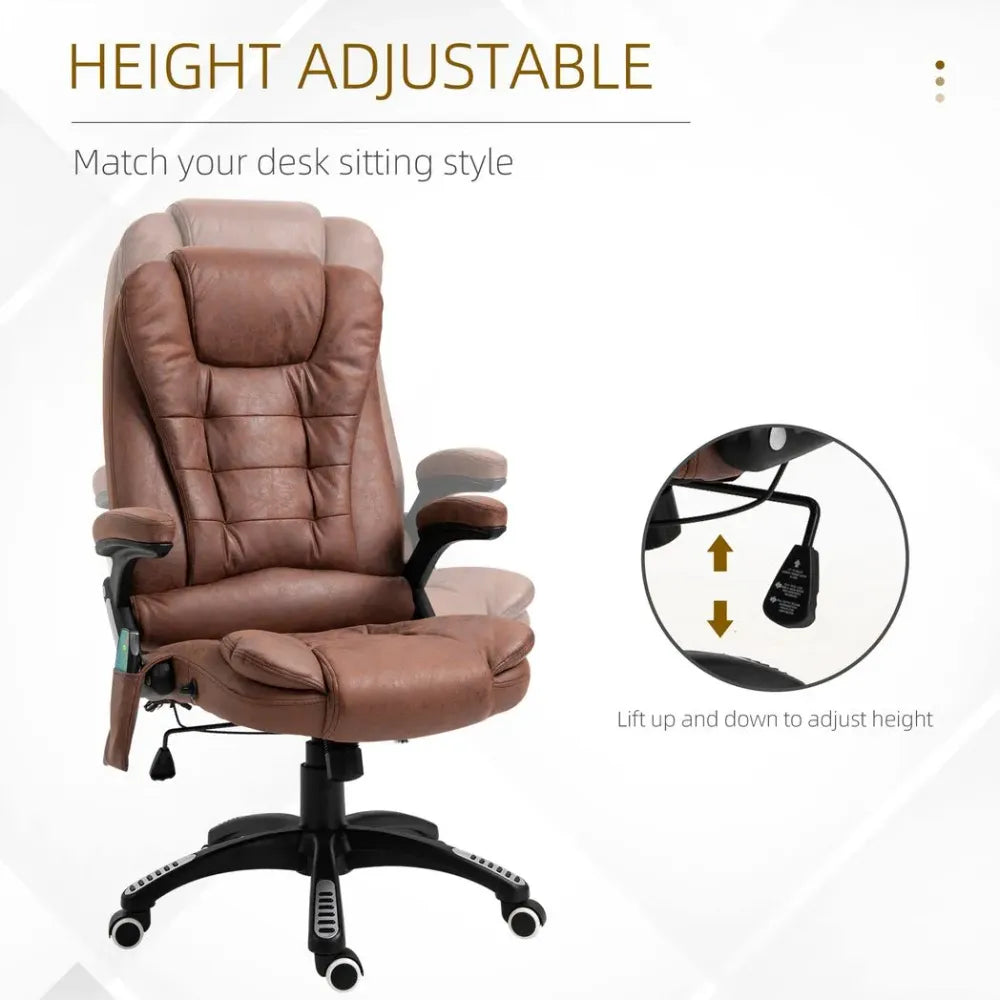 Brown Executive Reclining Chair with Heating and Massage Points for Ultimate Relaxation
