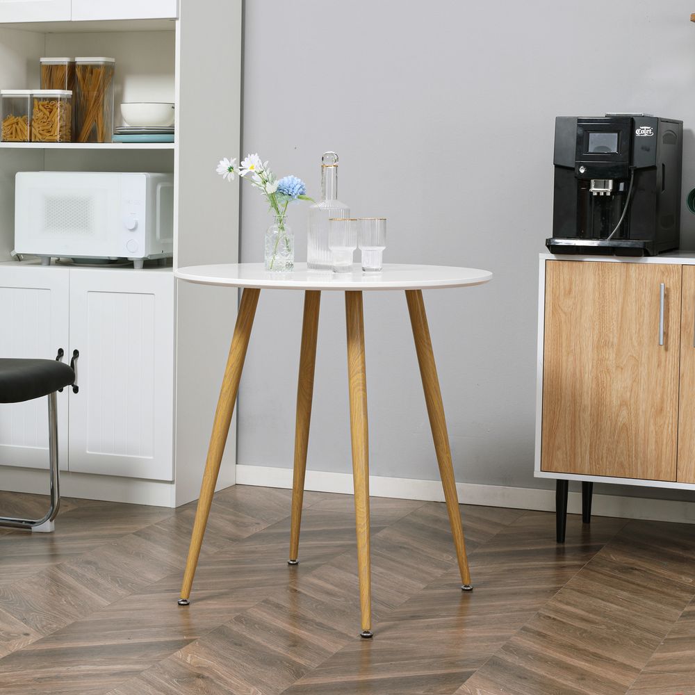 Round Dining Table with Matte Top and Metal Legs, Kitchen Table for 2