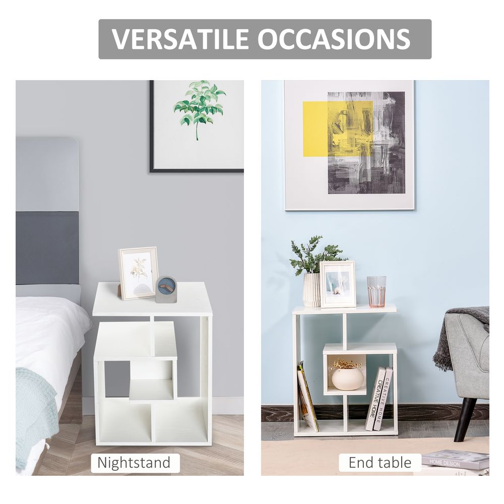 3-Tier Side End Table with Open Shelves for Coffee, Books, and Magazines