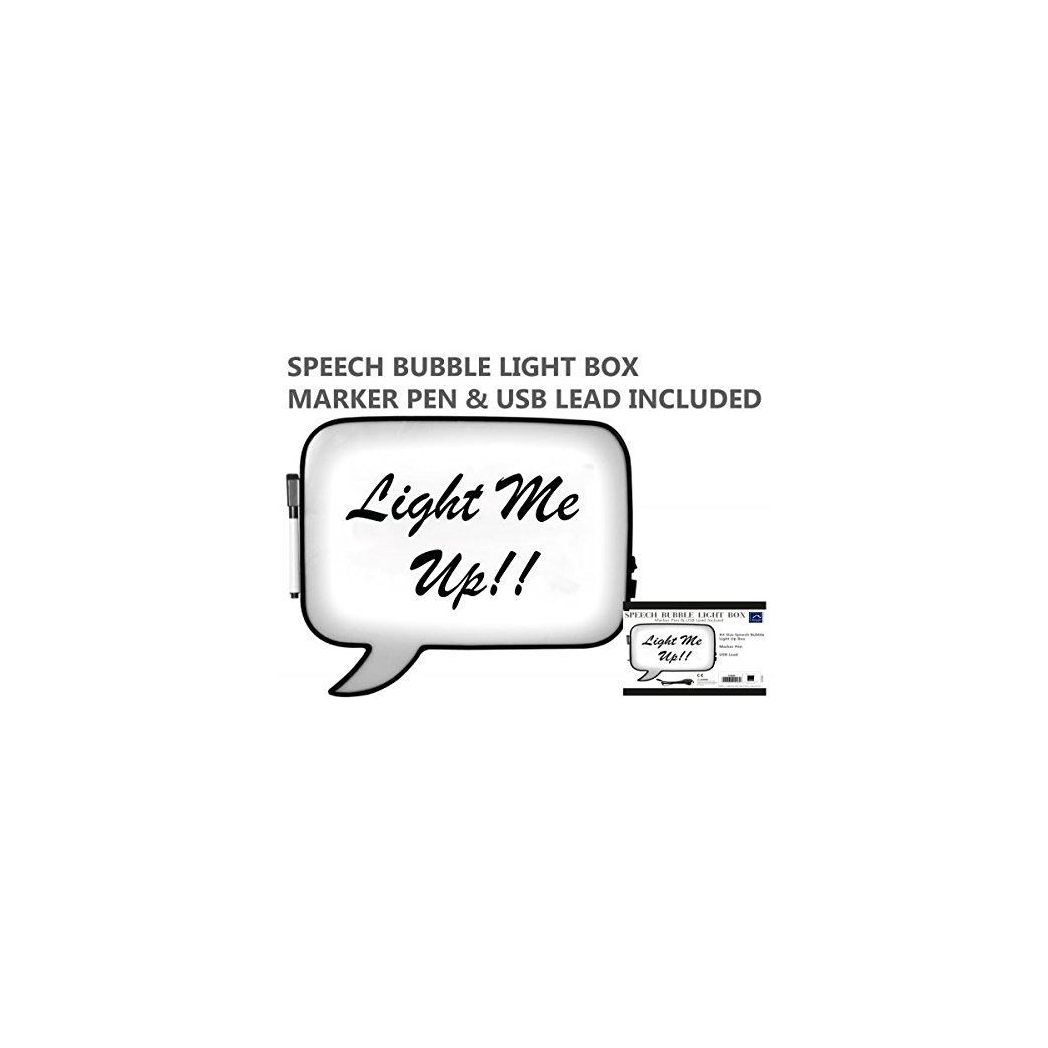 KNIGHT Speech Bubble Light Up Box with Erasable Pen & USB Lead, A4 Size Personalised Handwritten White LED Message Board - 30cm x 22cm x 5.5cm