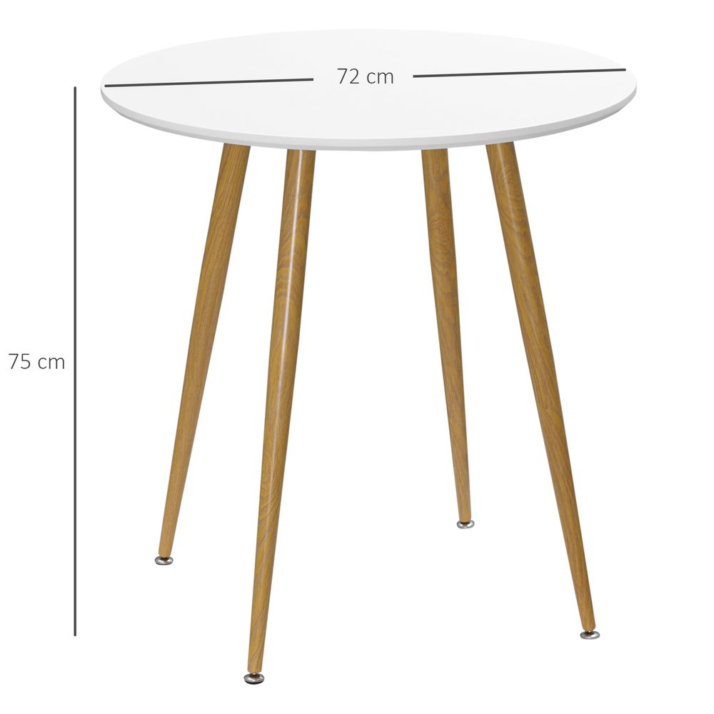 Round Dining Table with Matte Top and Metal Legs, Kitchen Table for 2