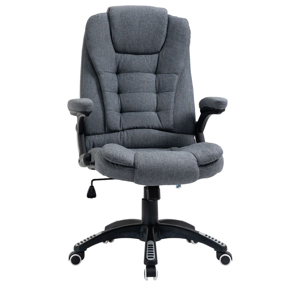 Dark Grey High Back Home Office Chair with Arms and Swivel Wheels for Comfort