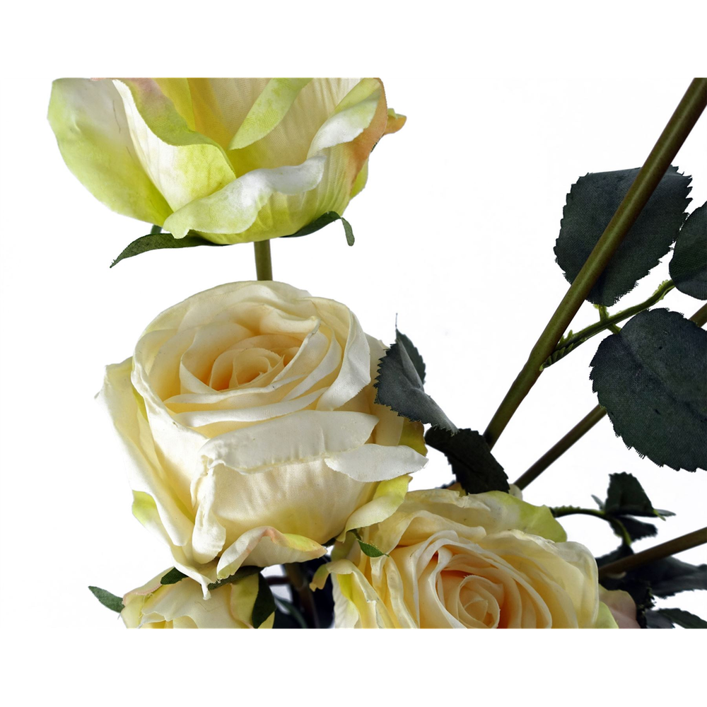 60cm Cream Artificial Rose Spray - 4 Flowers, 3 Buds
