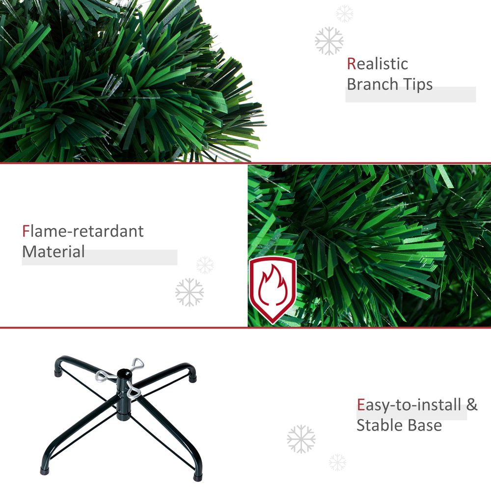 4FT Green Fibre Optic Artificial Christmas Tree with LED Snowflakes - Fireproof Features