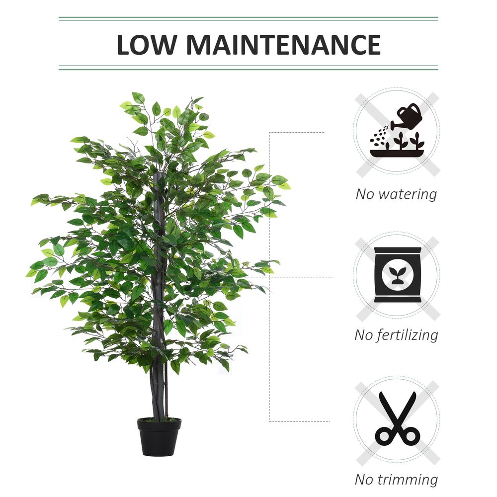 145cm Faux Decorative Artificial Banyan Plant in Cement Pot for Rustic Charm