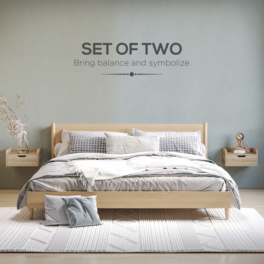 Set of 2 Floating Nightstands with Wall Mounted Design and Drawer for Bedroom Convenience