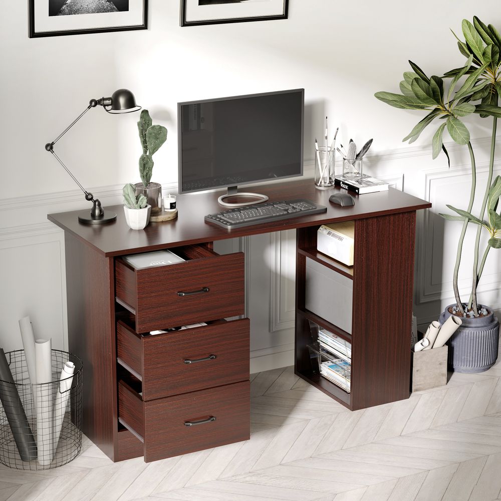 Brown Study Table with Storage, Perfect for Home Office and Writing Needs