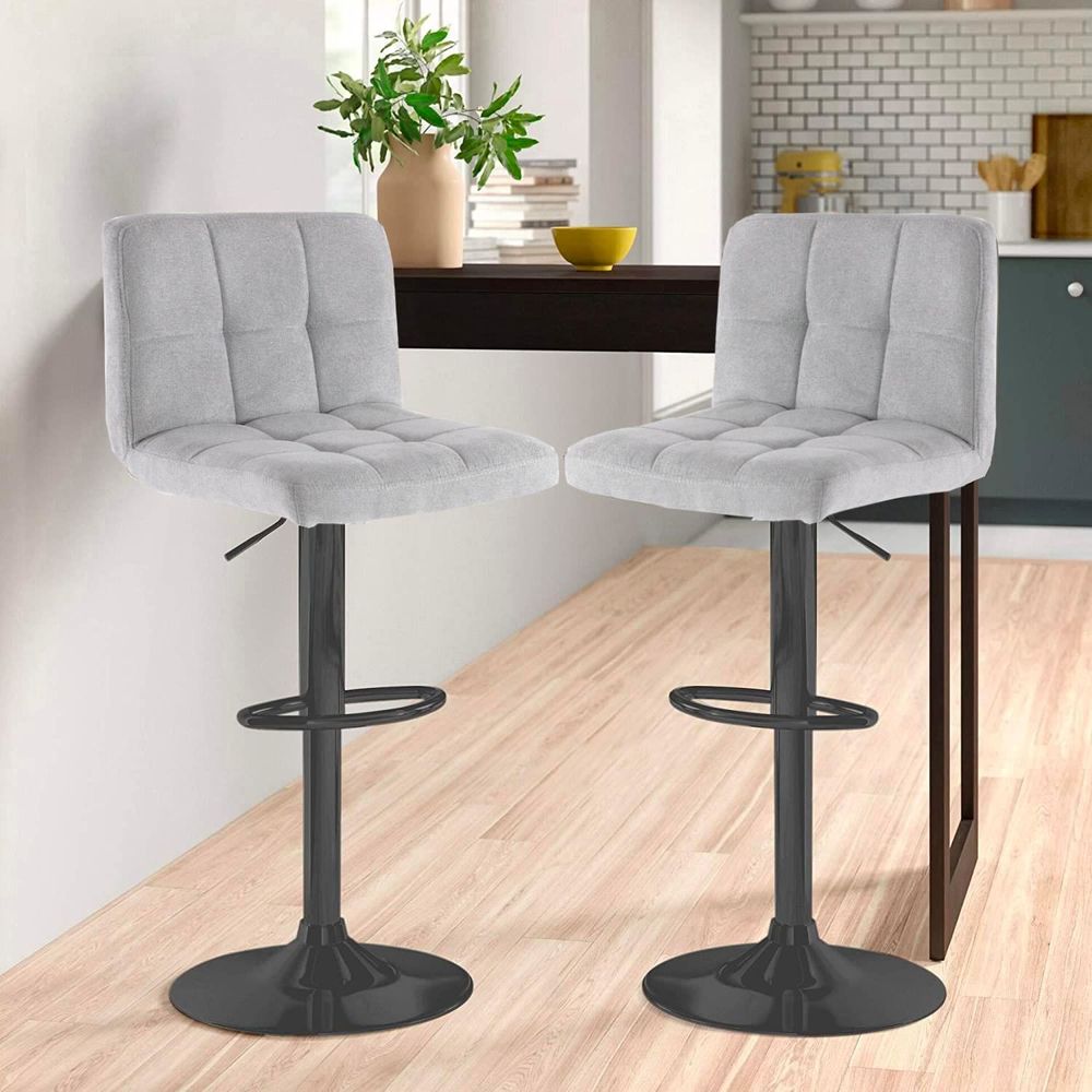 Fabric Bar Stool with Matt Black Leg