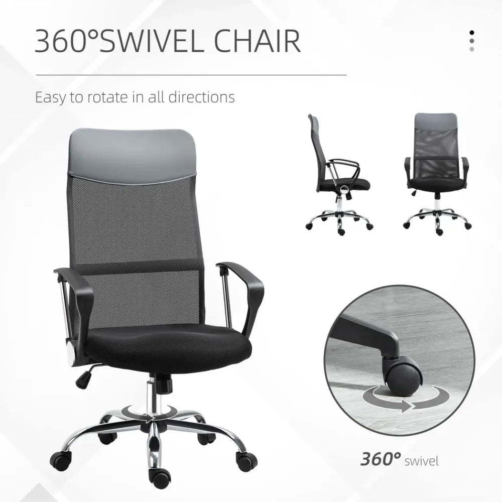 Black Executive Office Chair with High Back Mesh Seat, Ideal for Comfortable Office Use