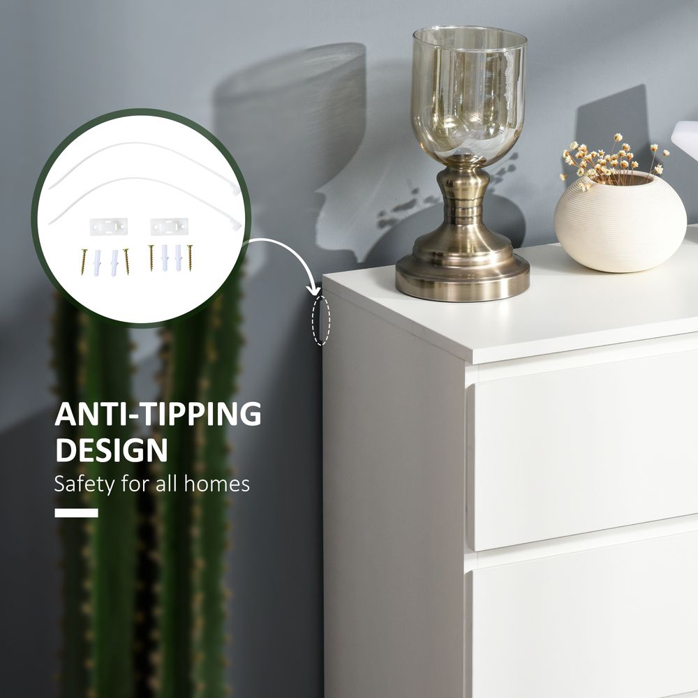 4-Drawer White Chest of Drawers, Elegant Storage Solution for Bedroom or Living Room