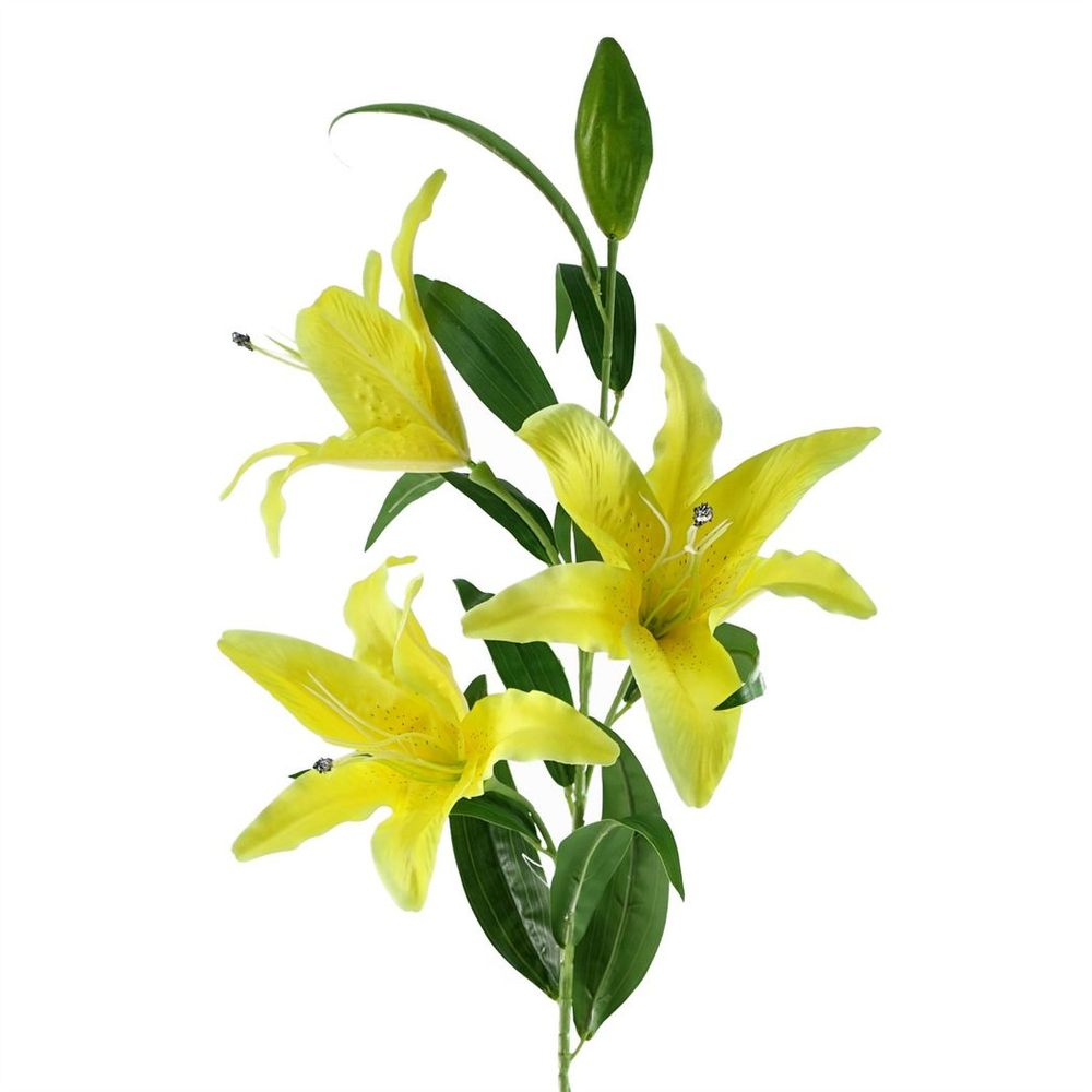 Pack of 6 x 100cm Large Yellow Lily Stems - 18 Flowers