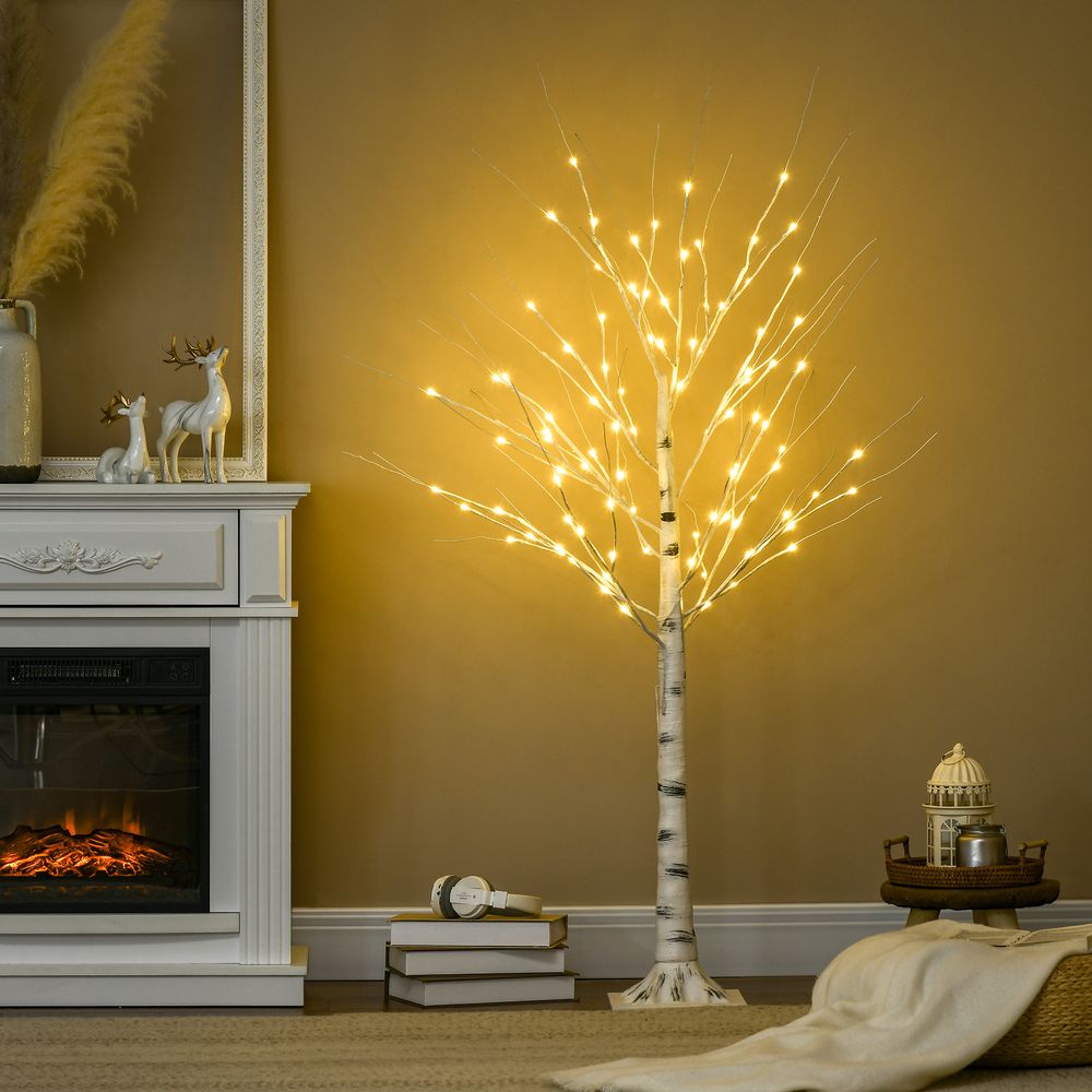 5ft Pre-Lit White Birch Tree with 96 Warm White LEDs