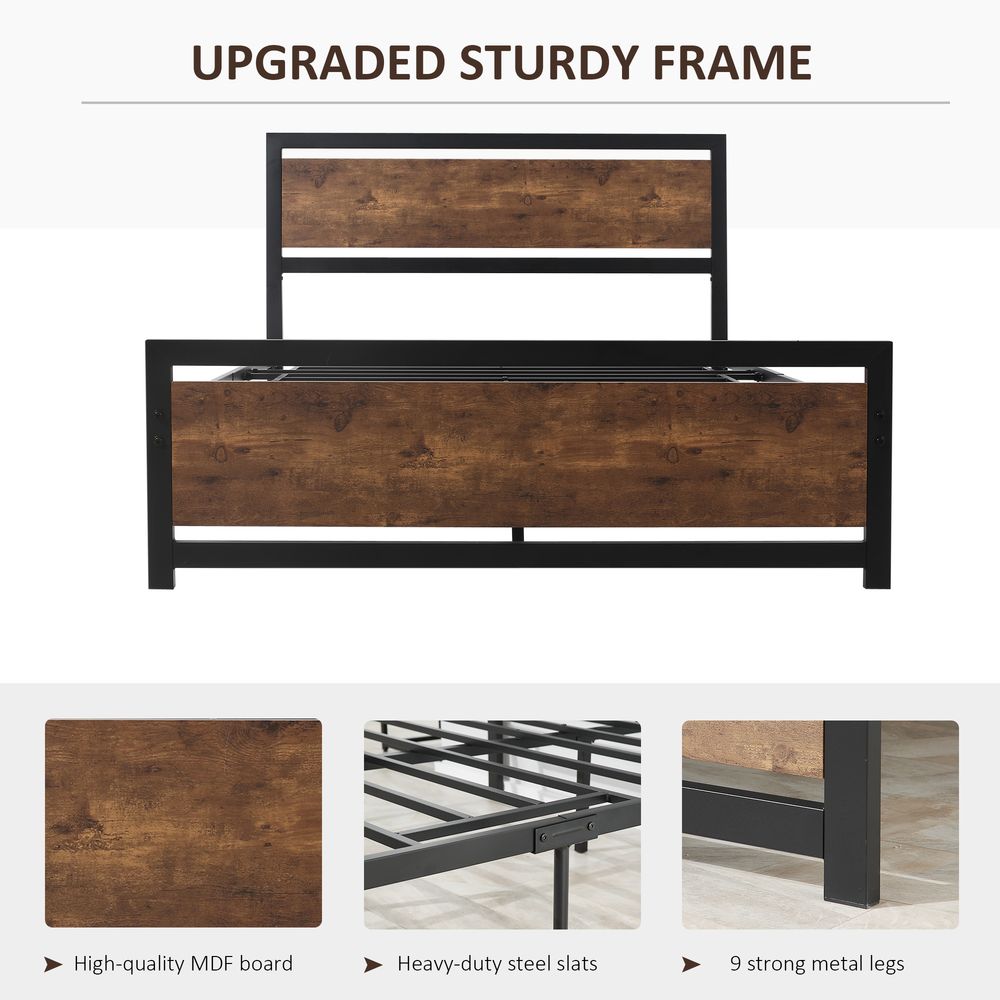 Double Metal Bed Frame with Headboard and Footboard, Dimensions 144x195x103cm for Comfort