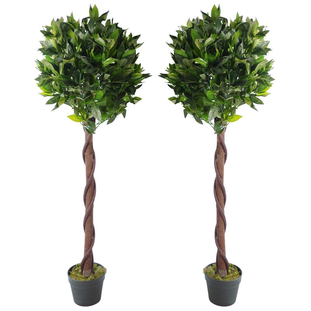 Twisted Stem 120cm Artificial Topiary Bay Laurel Ball Trees for Stylish Decoration