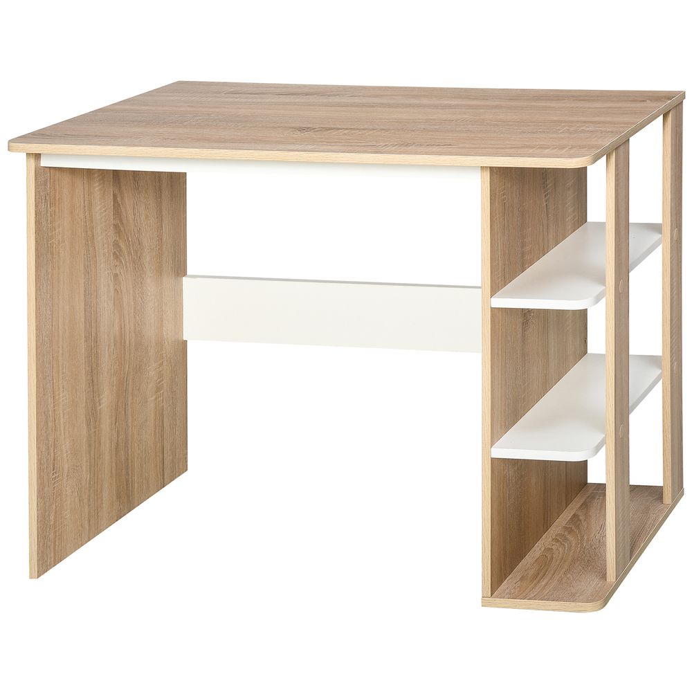Sturdy Duo Work Desk with 3-Tier Side Shelves, Versatile 2-in-1 Table for Home Office