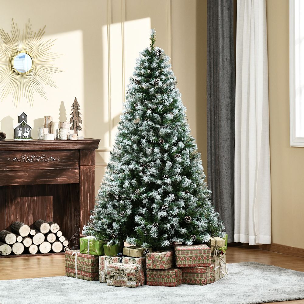 6ft Artificial Christmas Tree with Pine Cones - Automatic Open - Green
