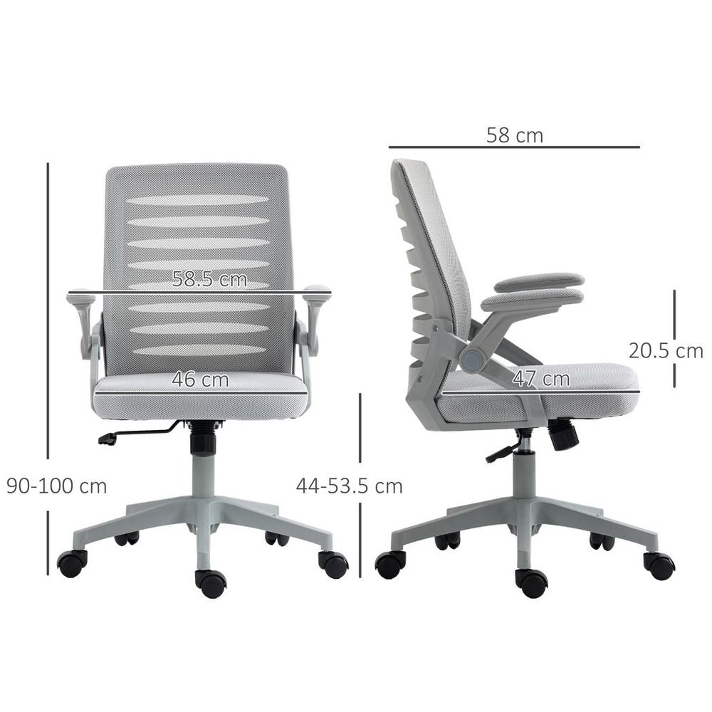 Grey Mesh Task Chair for Home Office with Lumbar Support and Armrests for Comfort