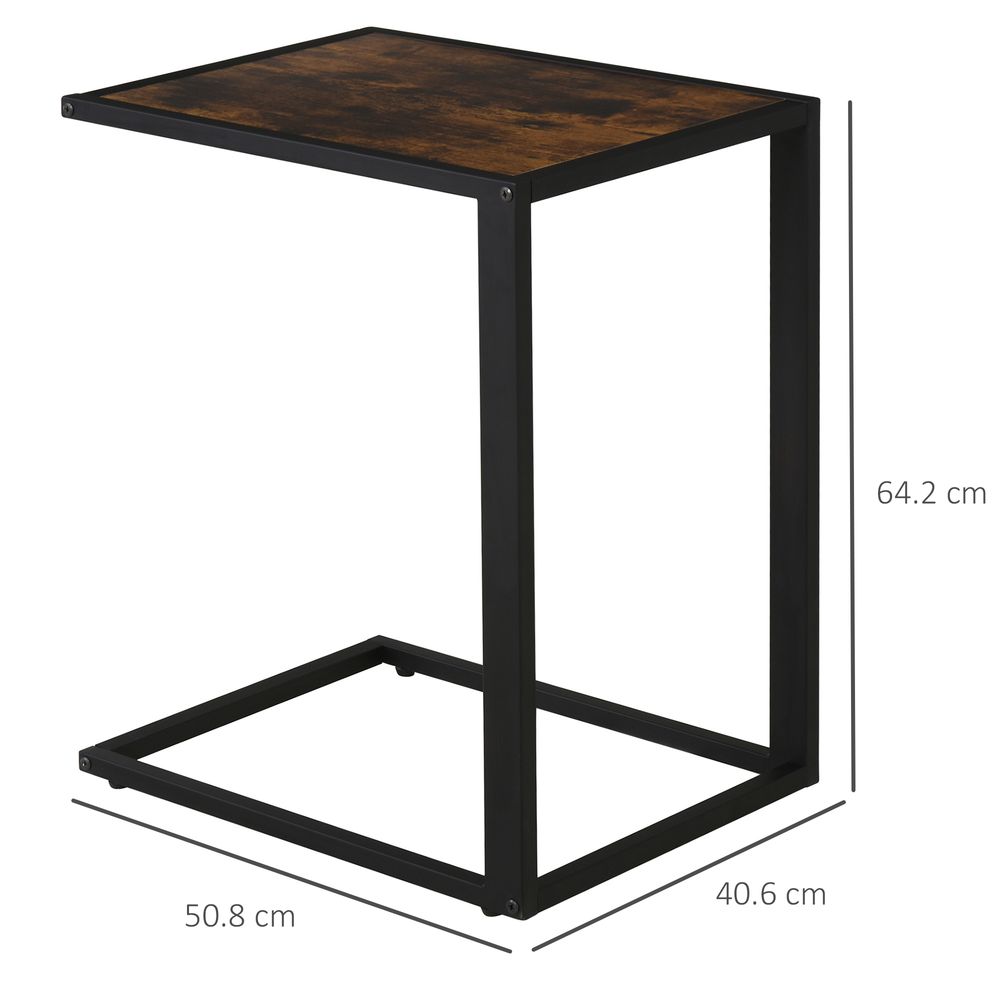 Brown Steel Frame C-Shaped Side Table, Modern and Functional