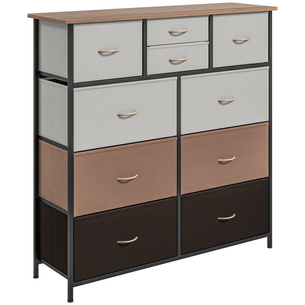 Bedroom Fabric Chest of Drawers Dresser with Foldable Drawers in Multicolour
