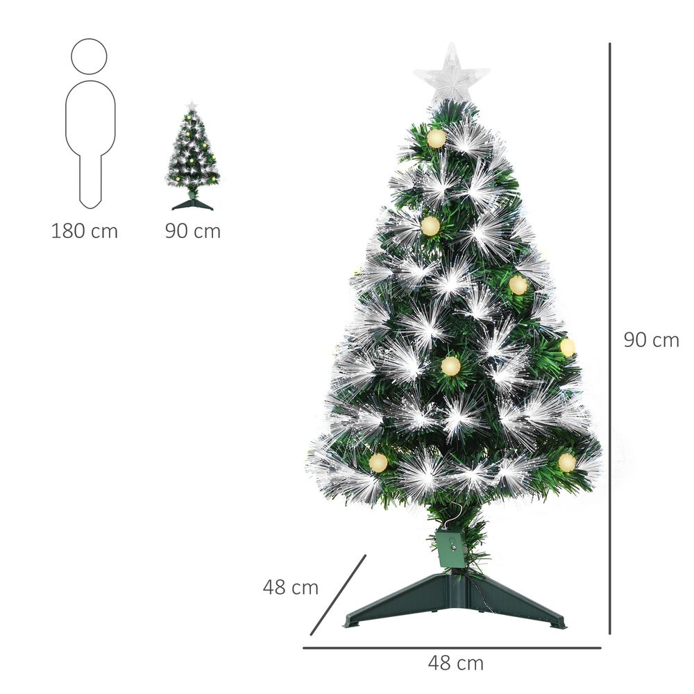 3ft Pre-Lit White Christmas Tree with 90 LEDs and Star Topper