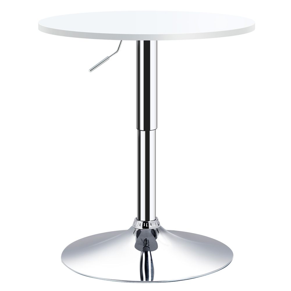 60cm Adjustable Round Bar Table with Swivel Top and Metal Frame, White
