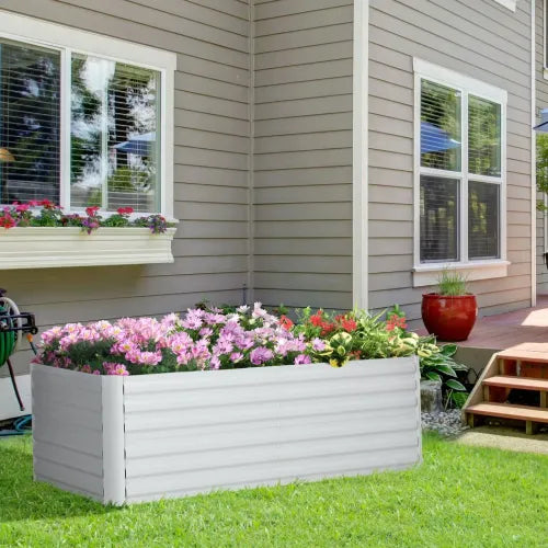 Sturdy Galvanised Steel Raised Garden Bed - 180x90cm Outdoor Planter