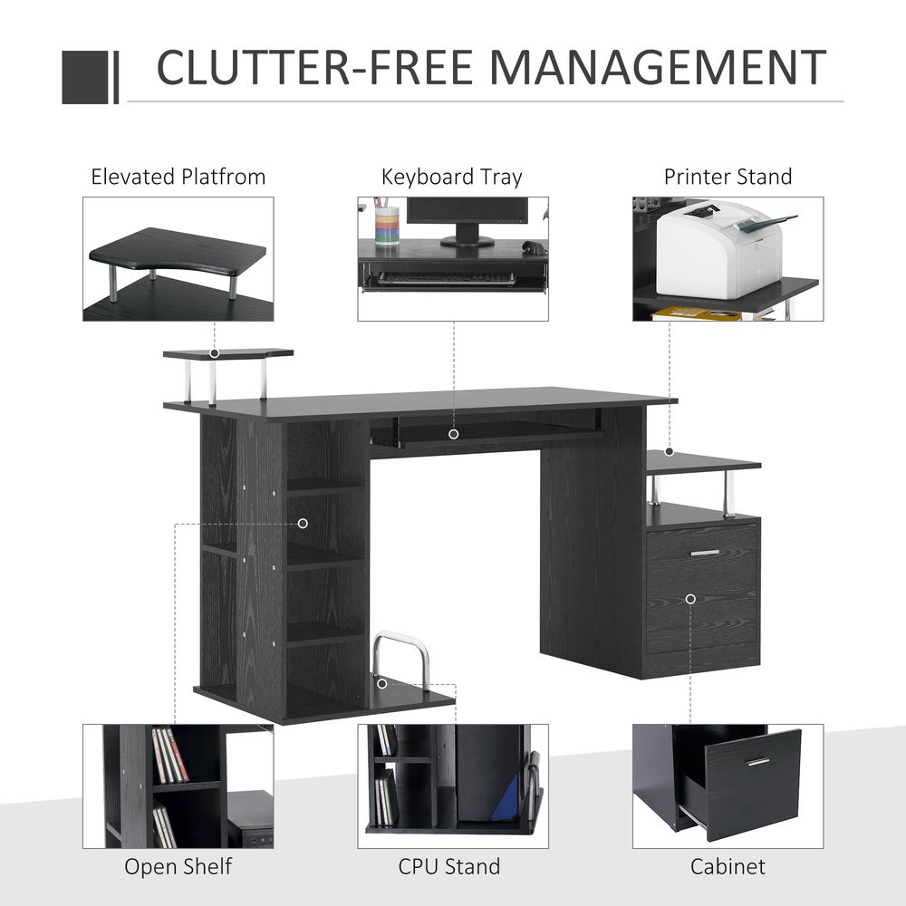 Wood Computer Desk with Drawer and Shelf for Laptop Workstation in Home Office