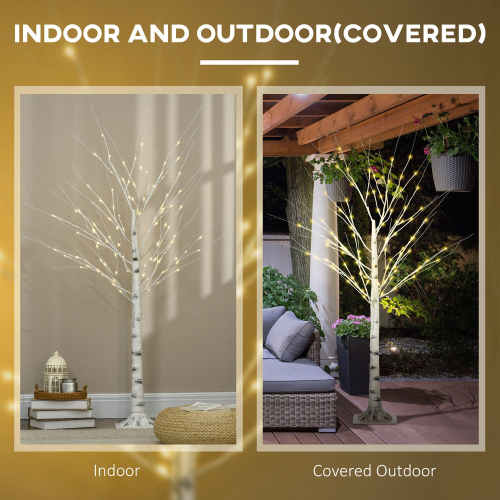 5ft Pre-Lit White Birch Tree with 96 Warm White LEDs