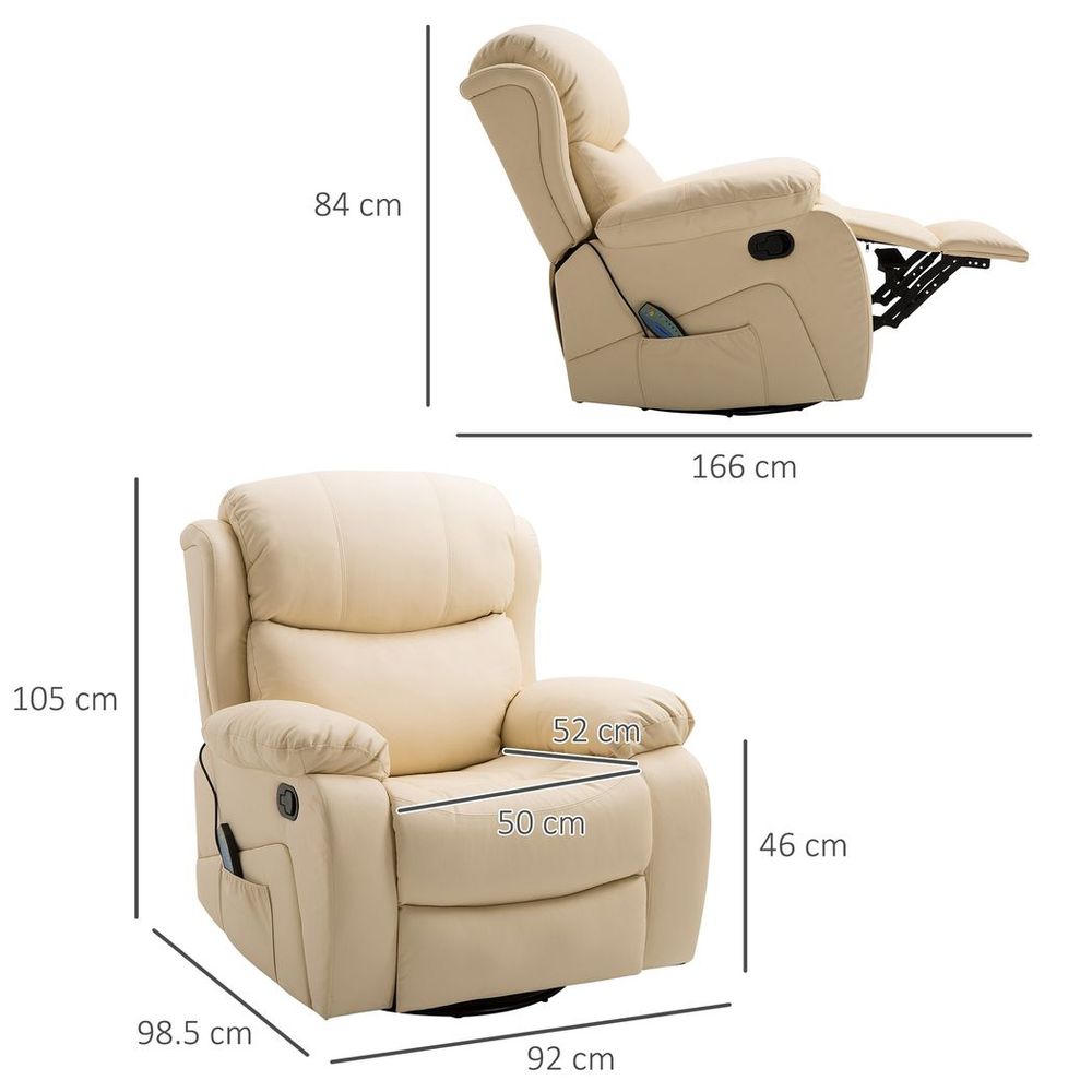 Beige Manual Massage Recliner Chair with Footrest and Remote Control for Comfort