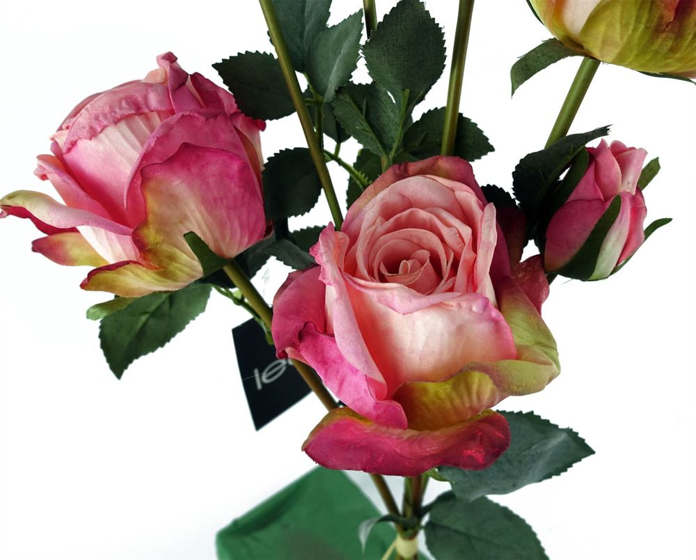 6 x 60cm Pink Rose Artificial Flower Sprays - 24 Flowers 18 Buds