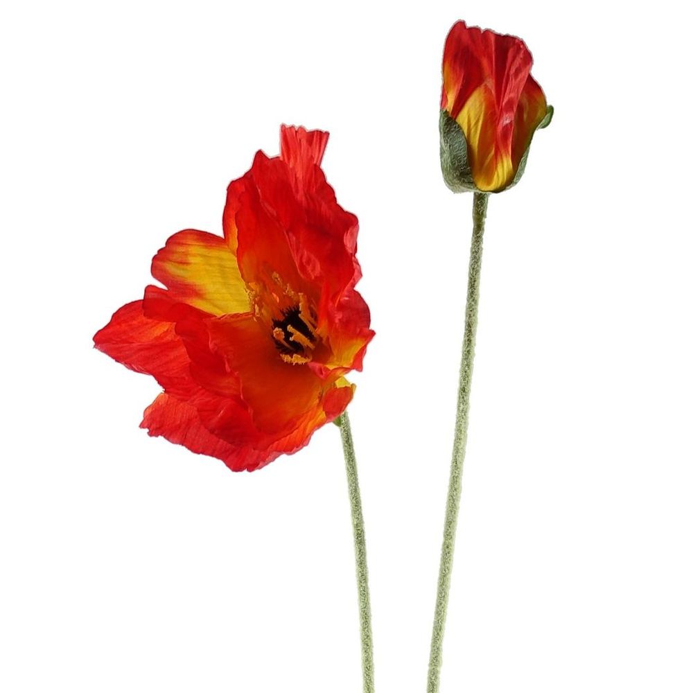 Pack of 6 x 100cm Artificial Poppy Stems - 2 Flowers