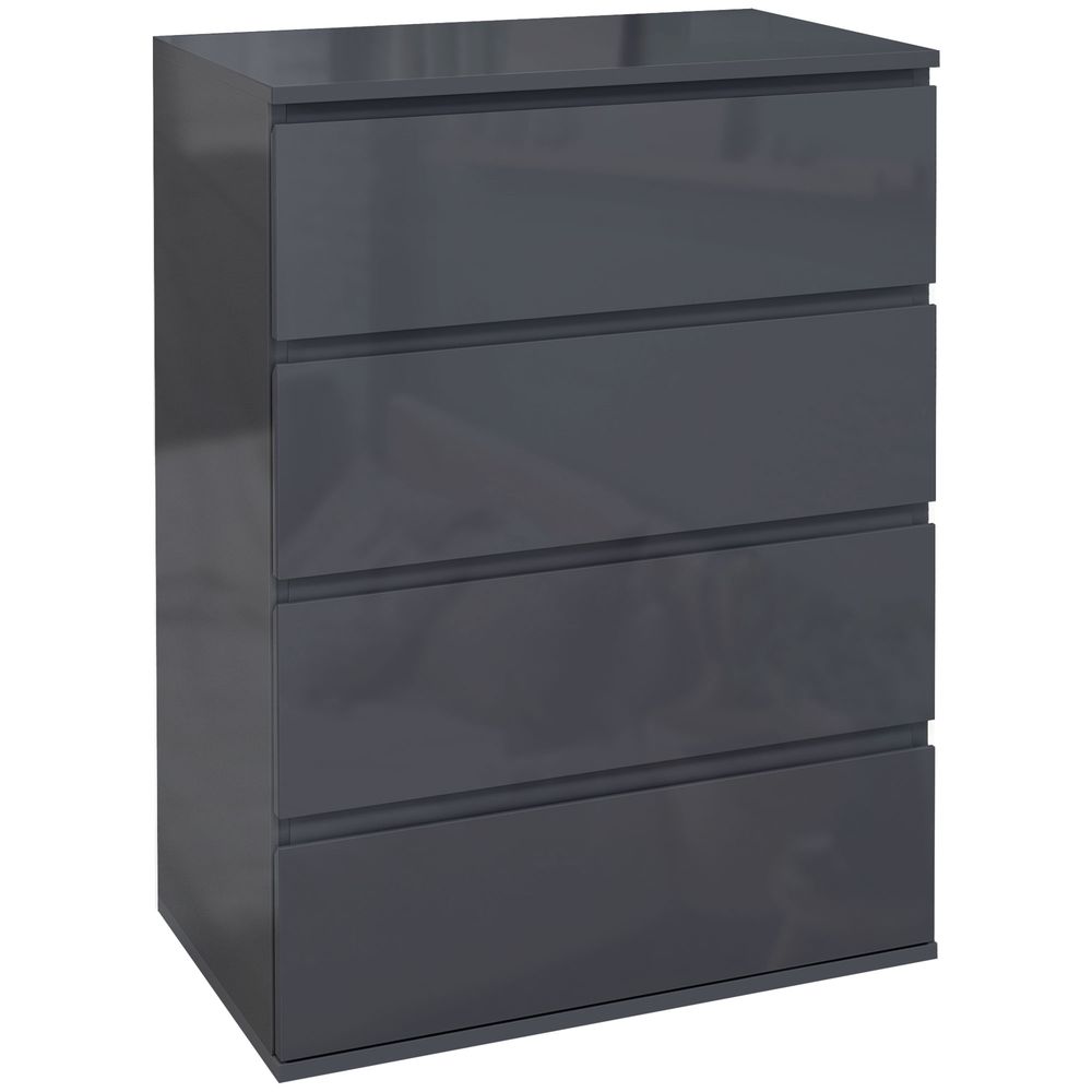 Elegance Unlocked: HOMCOM High Gloss 4-Drawer Chest of Drawers for Modern Homes