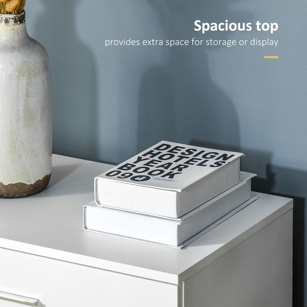 Vertical Storage Cabinet with 4 Drawers and Metal Rails for Anti-Tip Safety