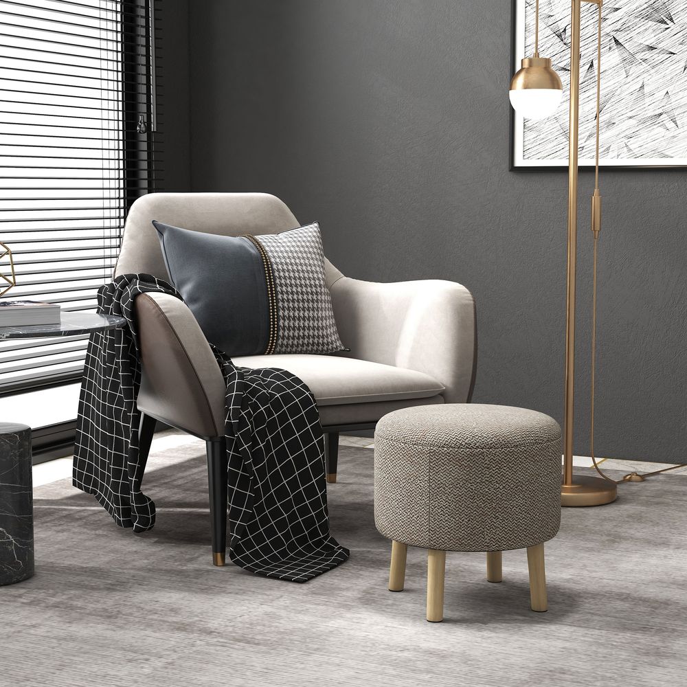 Round Storage Ottoman: Stool Chair with Cushioned Top & Hidden Space