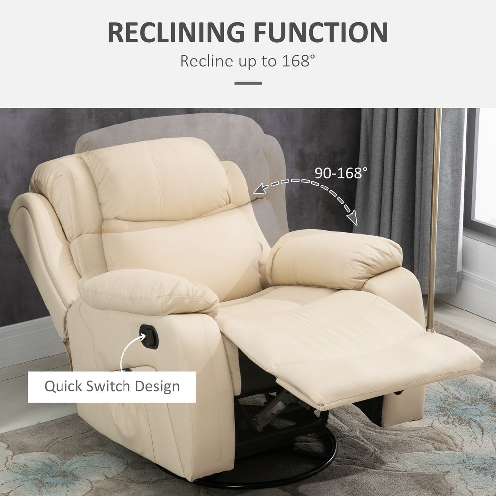 Beige Manual Massage Recliner Chair with Footrest and Remote Control for Comfort