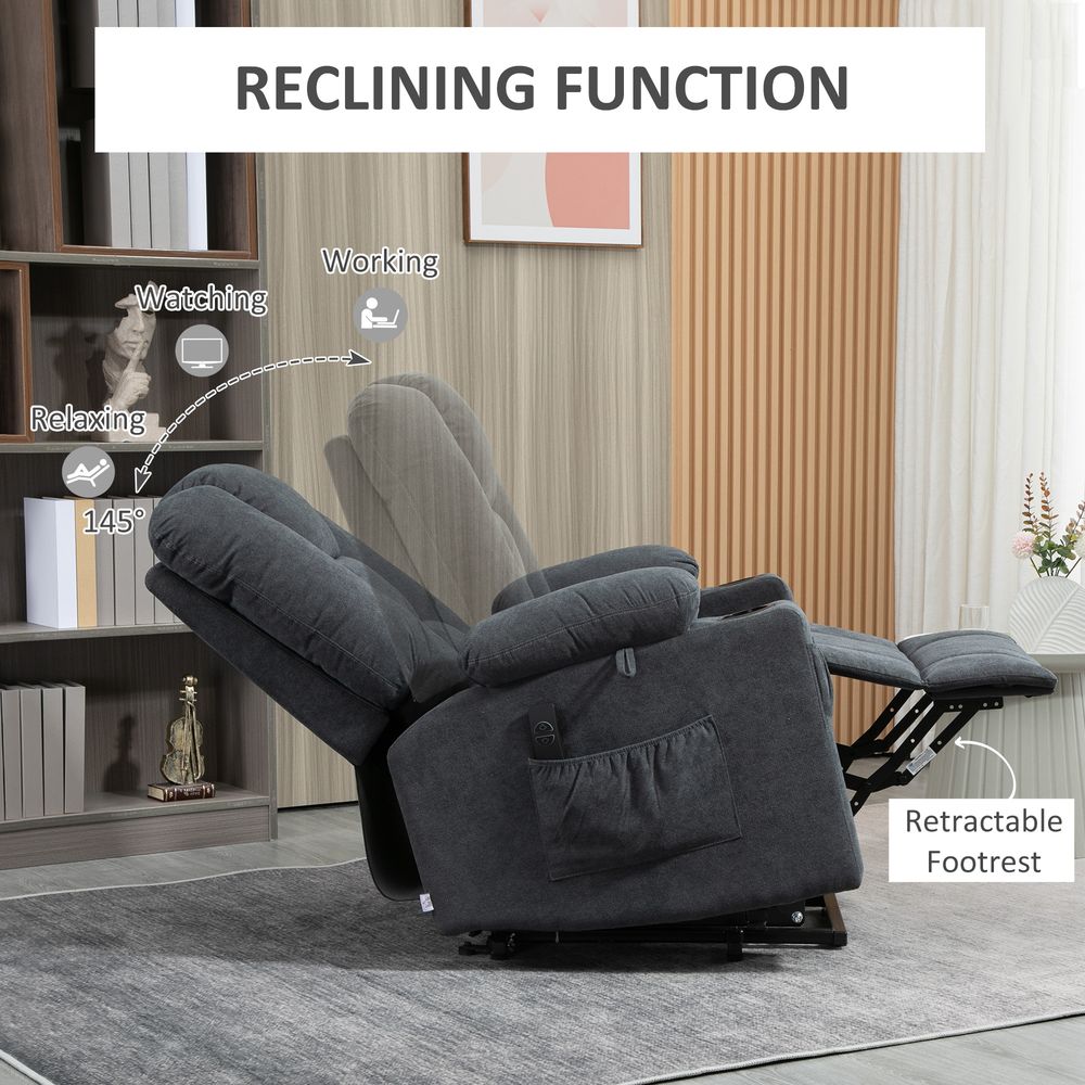 Grey Riser Recliner Chair with Remote, Ideal Lift Chair for Elderly Comfort and Support